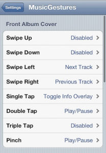 MusicGestures tweak din Cydia pentru controlarea aplicatiei Music a iOS