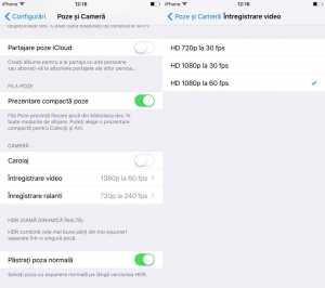 iOS 9 rezolutie inregistrare video