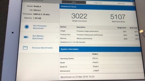 iPad Pro 9.7 rezultate performanta