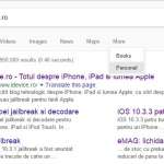 Google Search sectiune personala