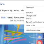 Facebook buton stergere postari