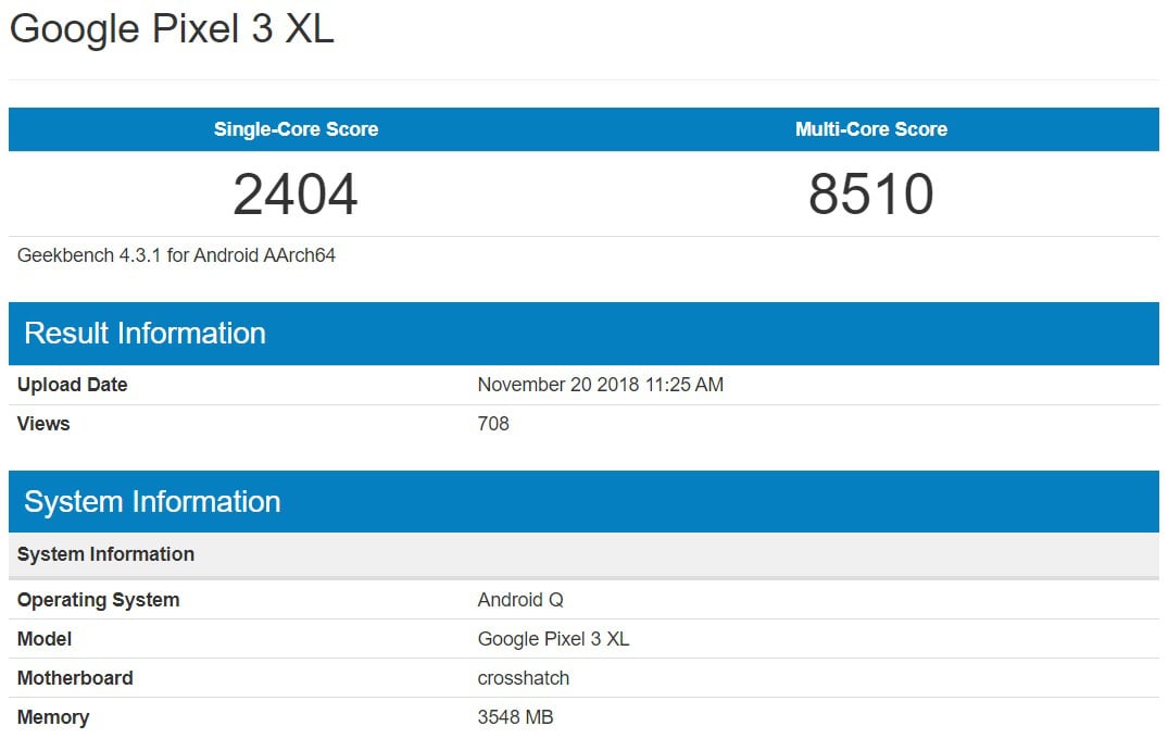 Android Q benchmark 1