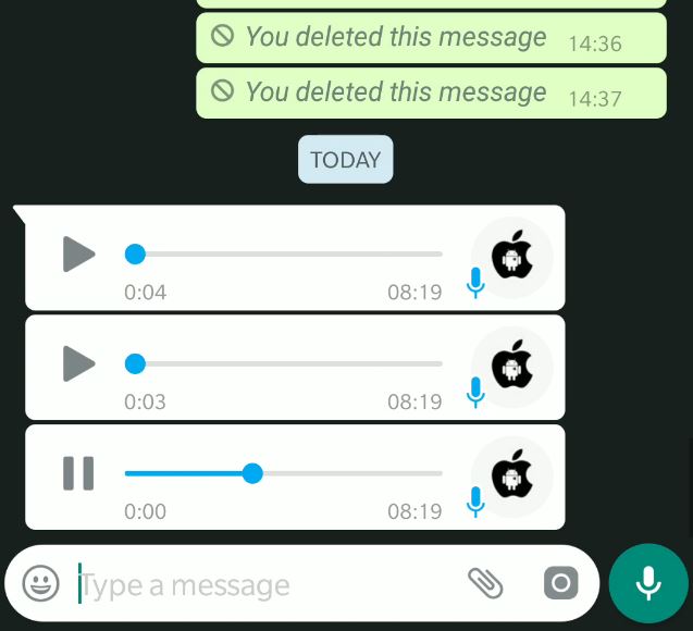 WhatsApp mesaje vocale consecutive