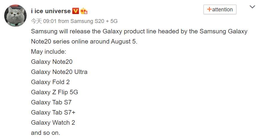 Samsung GALAXY NOTE 20 august lansare