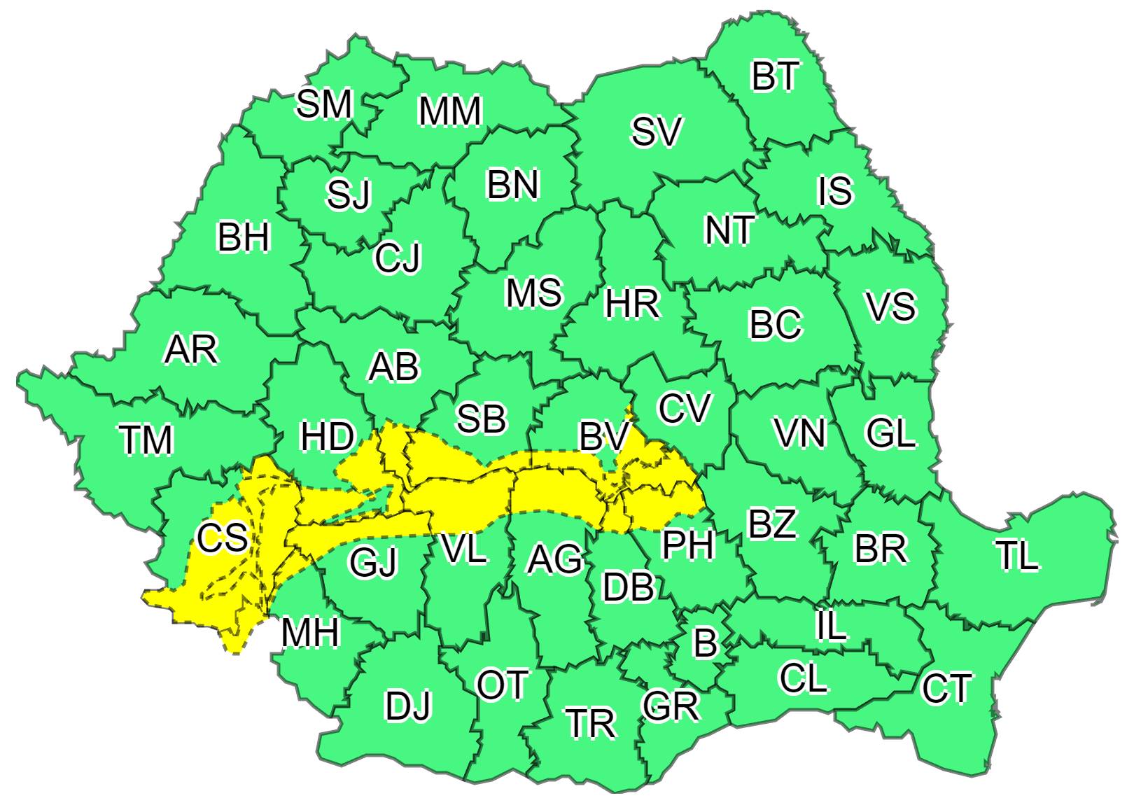 Atentionarile Meteorologice ULTIMA ORA Romania Emise ANM harta