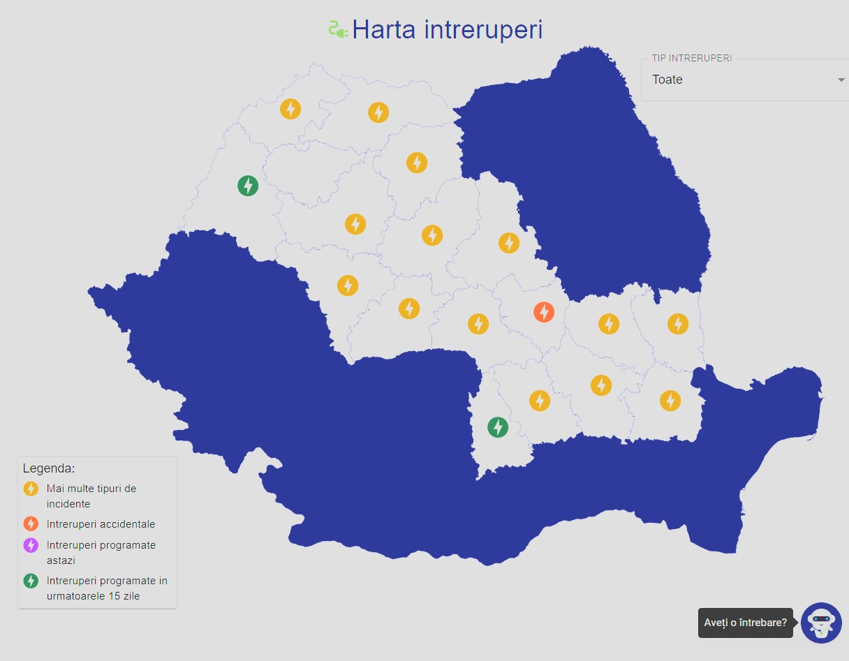 Atentionarile ELECTRICA Oficiale ULTIM MOMENT Milioane Clienti Romania harta intreruperi furnizare