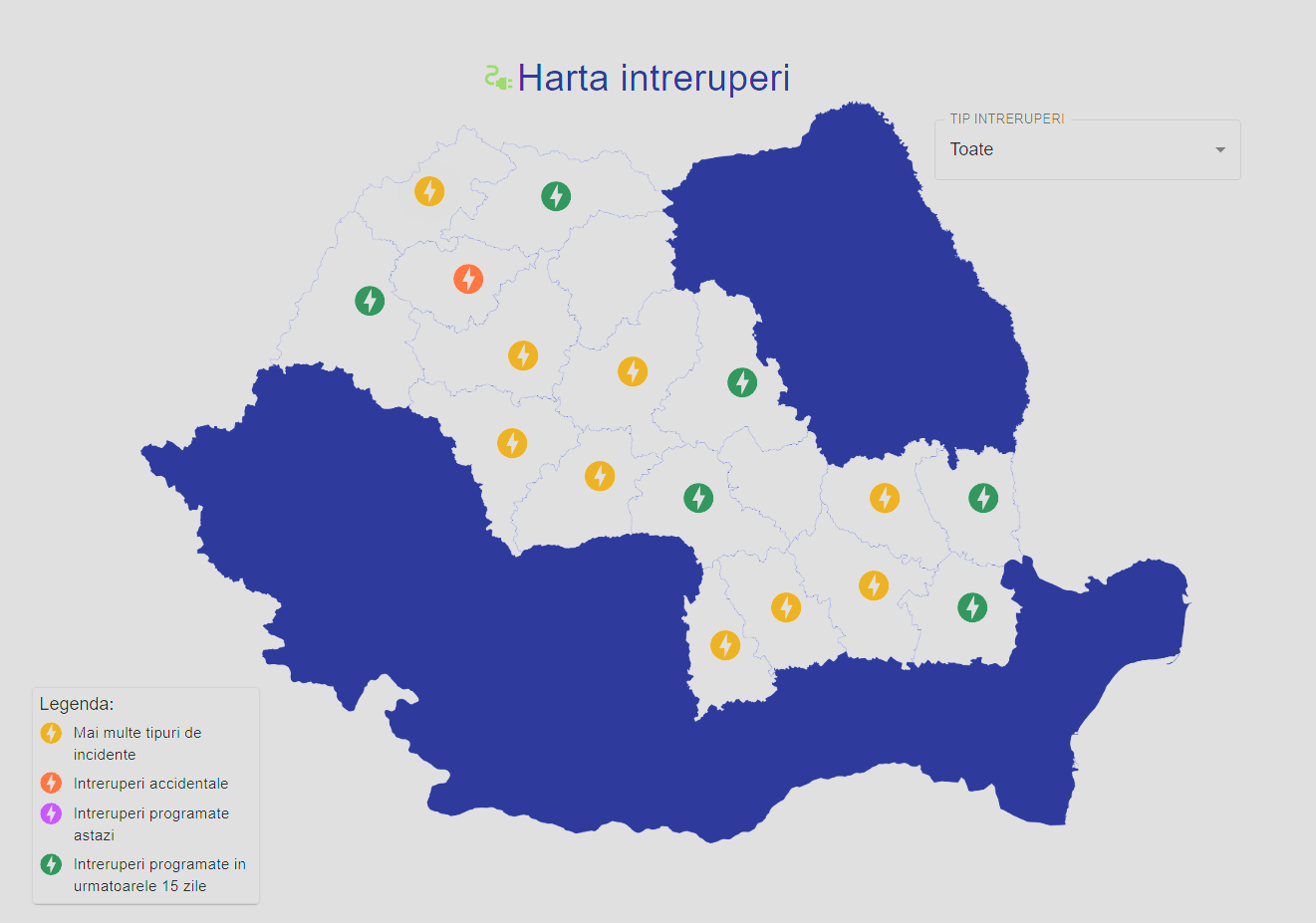 Avertizarile ELECTRICA Oficiale ULTIM MOMENT ATENTIA Imediata Clientilor Romani harta online intreruperi incidente electricitate