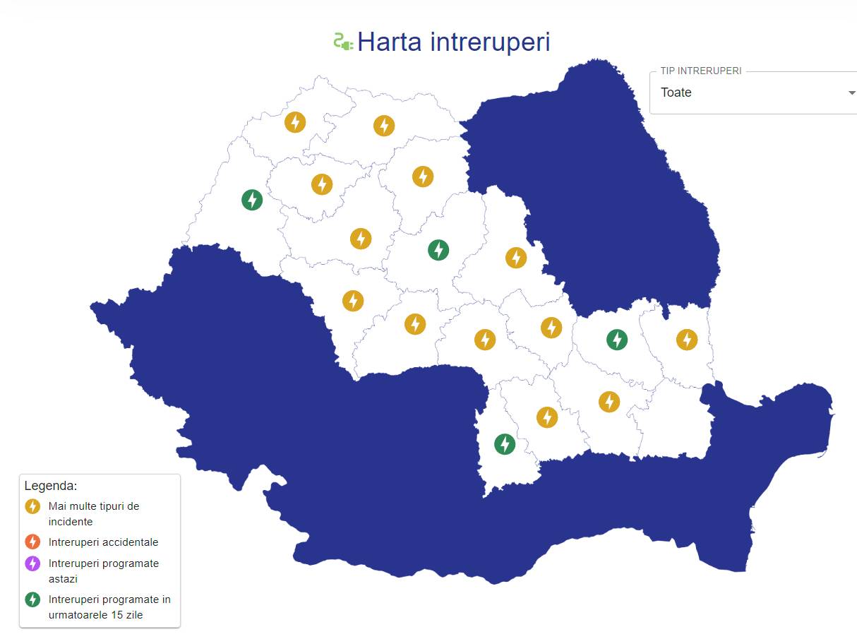 Notificarile ELECTRICA Oficiale ULTIM MOMENT Problemele Confrunta Clientii Romani incidente furnizare harta