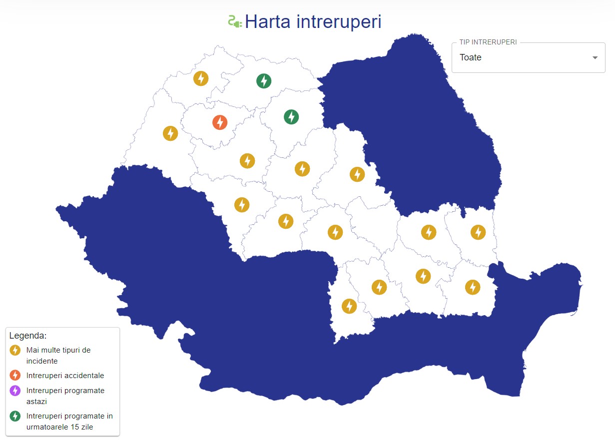 Detaliile Oficiale ULTIM MOMENT ELECTRICA Problemele Diverse Zone Romania harta 25 iunie 2024