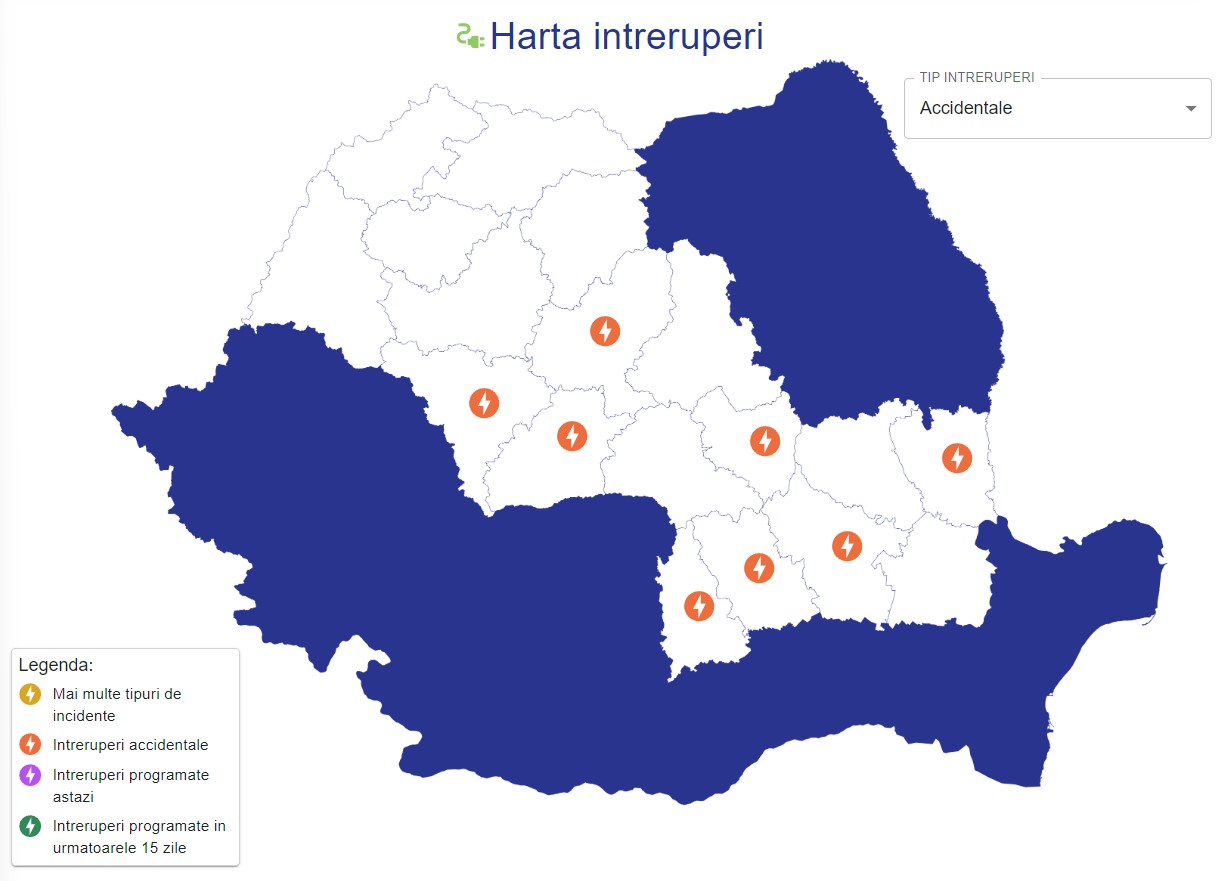 harta electrica incidente energie electrica 2 iunie 2024